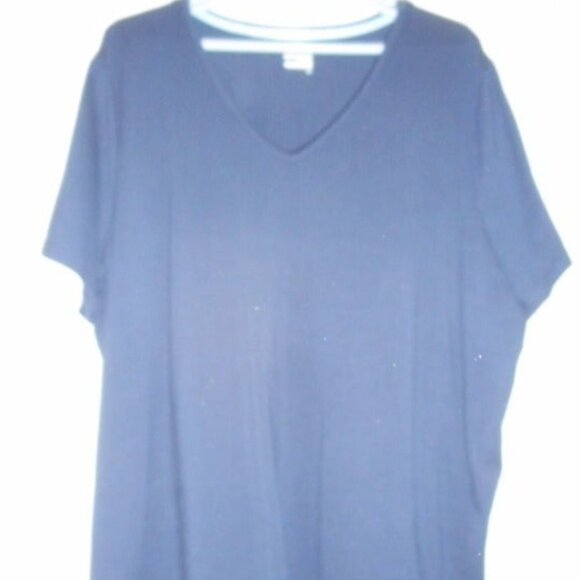 Size 3x Dark blue knit v neck shirt cotton blend - Picture 2 of 5